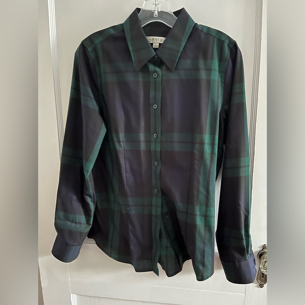 Orvis women’s button down plaid shirt